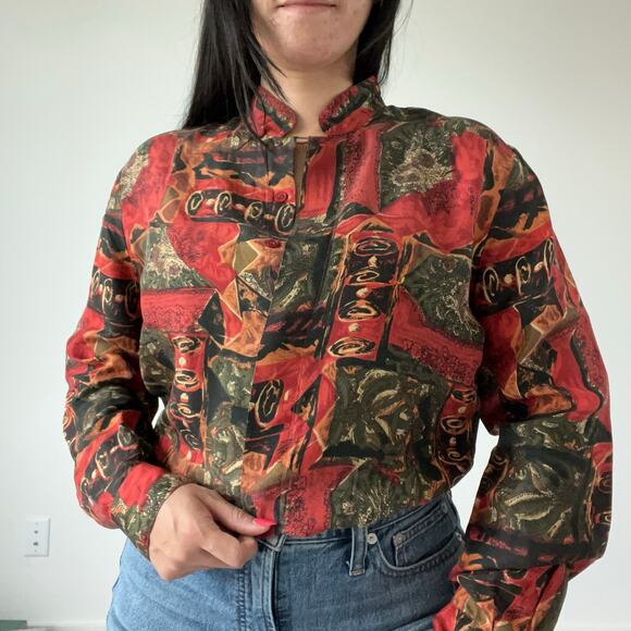 Vintage‎ Tess Abstract Silk Button Down Shirt Blouse Career Artsy art to wear - Picture 13 of 13